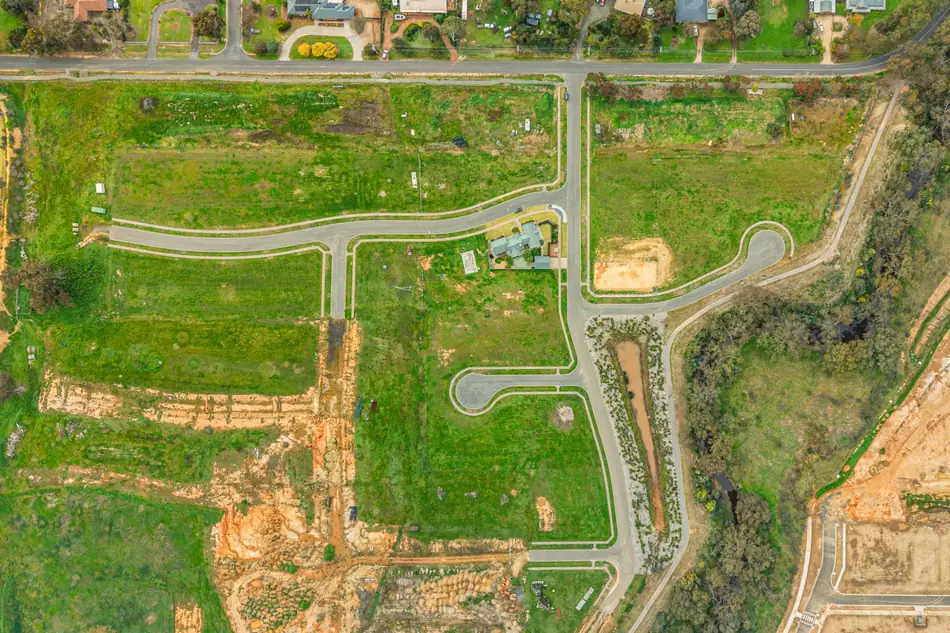 Overhead aerial view of the Sommerfields Estate subdivision layout