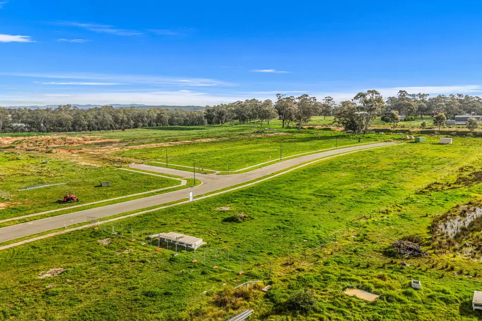 Wide aerial view over Sommerfields Estate and the surrounding Strathfieldsaye countryside